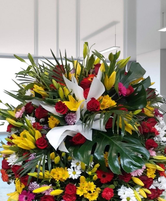Corona Funeraria Roja y Amarilla Badalona
