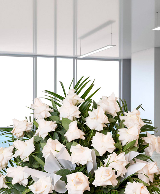 Flores blancas para tanatorios de Badalona