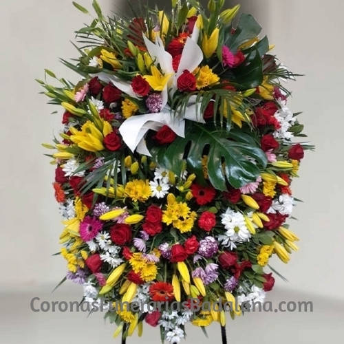 Corona Funeraria Roja y Amarilla Badalona